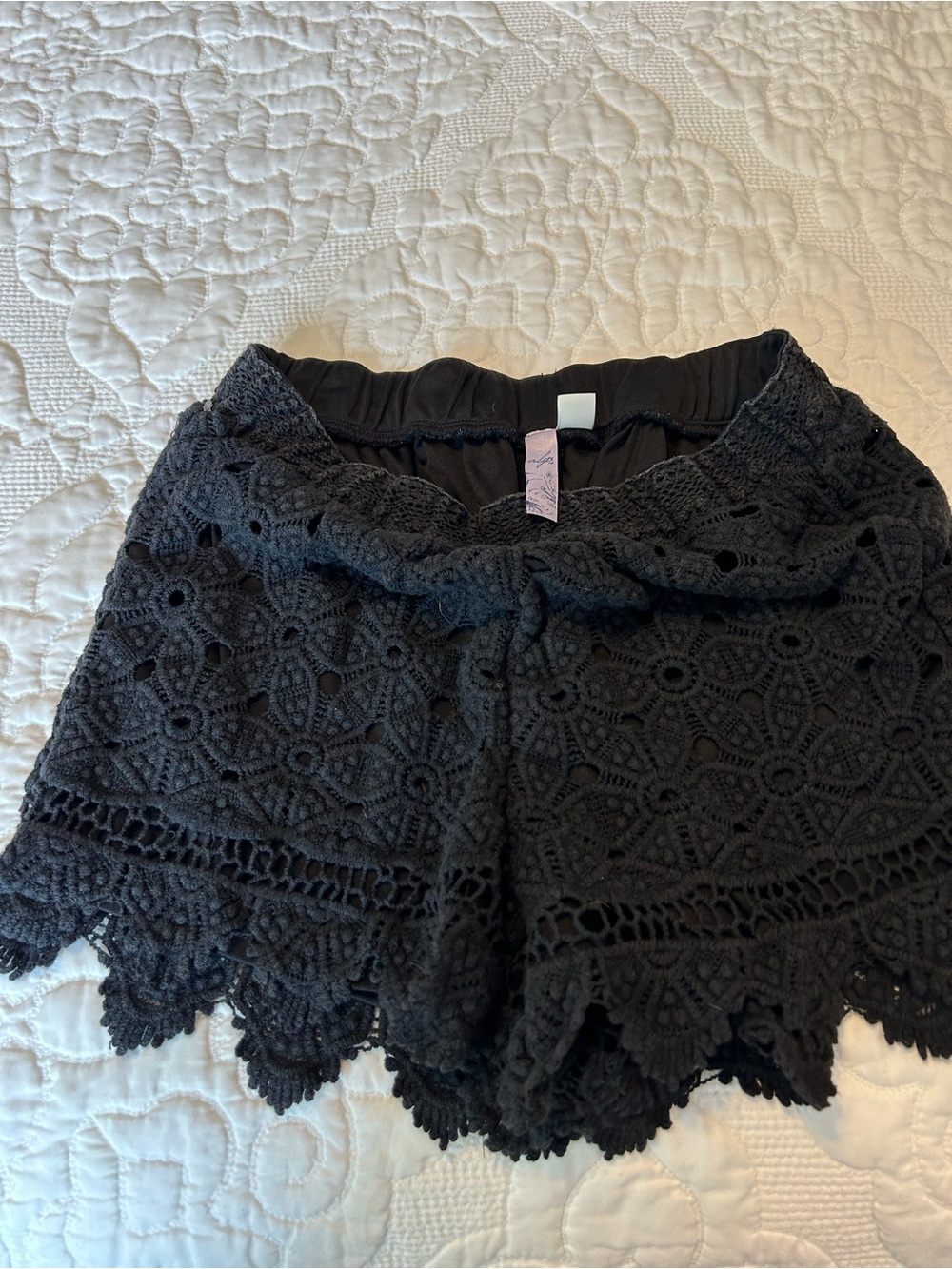 Alya Black Crochet Lace Women's Shorts